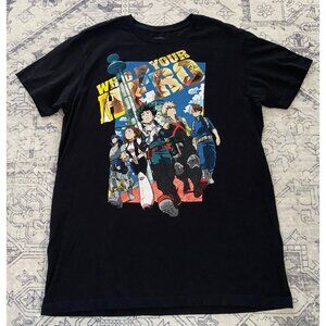 My Hero Academia Two Heroes Black Graphic Tee Shirt Large Funimation T-Shirt‎